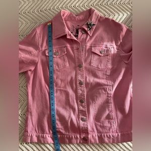 Womens Avon breast cancer awareness pink denim jacket